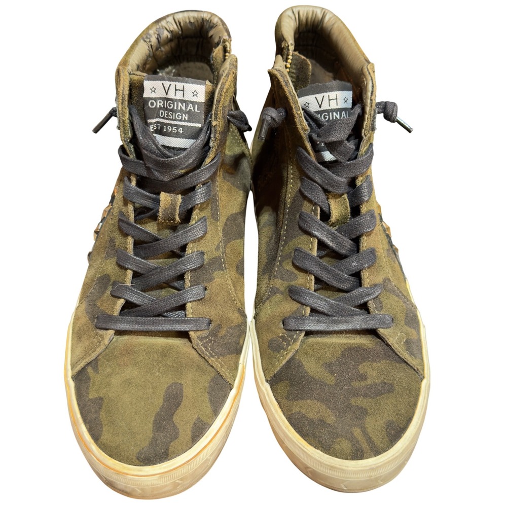 Philippe Model Paris High Top Sneaker Mens 10 Green Camo Suede Side Zip Vintage